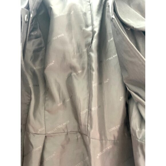 Dons Collection Trench Coat Womens Size Medium M Zipper Snap Belt Spandex Black - Picture 6 of 8